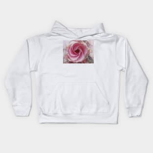 bright colourful rose in pink and white glowing colours Kids Hoodie